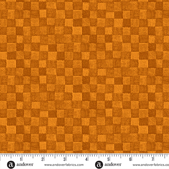 A-1082-O Nevermore by Andover Fabrics Orange Checkerboard