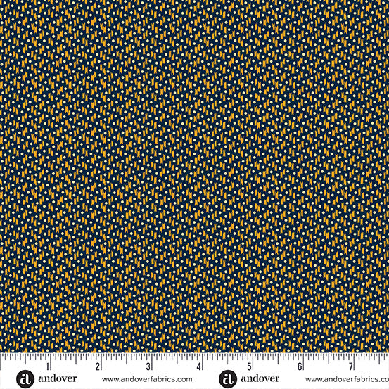 A-1146-B Indigo Cheddar II by Andover Fabrics Ikat Dot Indigo