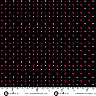 A-1241-K Heart and Soul by Andover Fabrics Mini Hearts Black