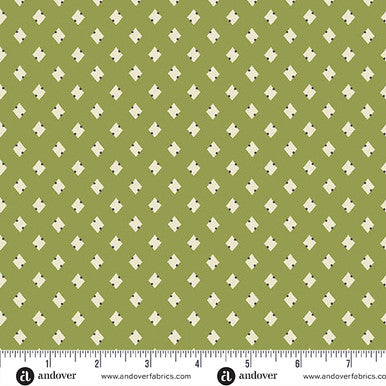 A-1334-G Green Leaves by Andover Fabrics Hook Diamonds Green