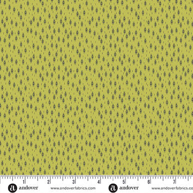 A-1335-V Green Leaves by Andover Fabrics Micro Ikat Verdigris