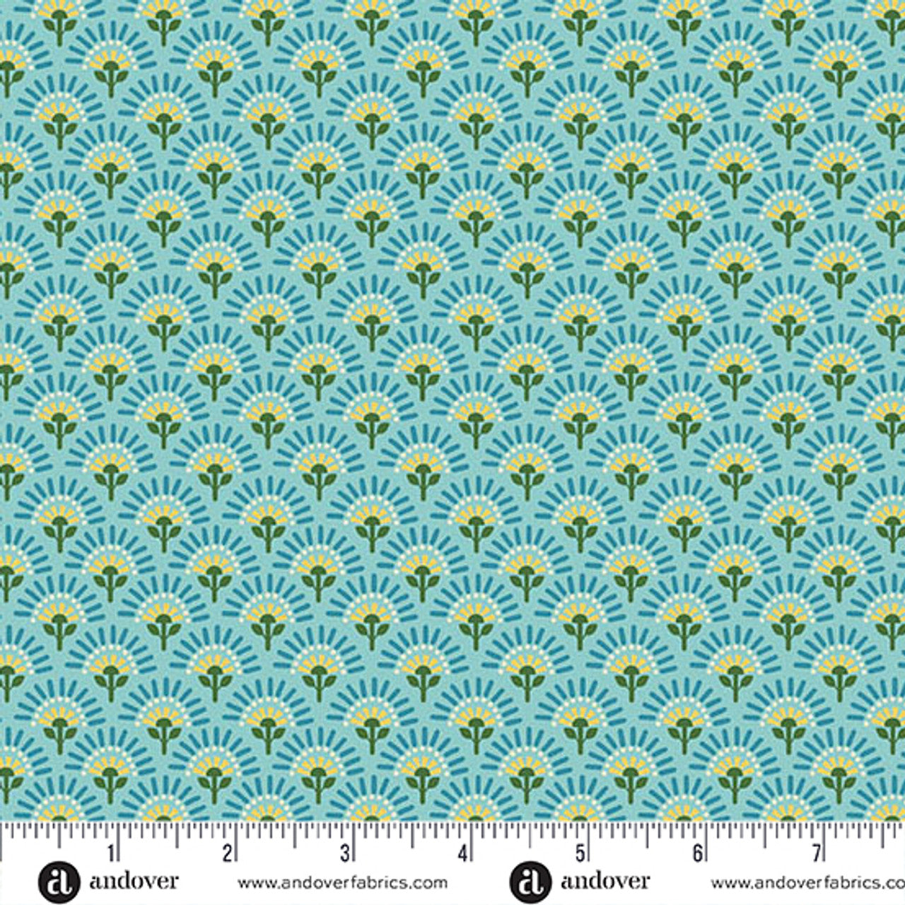 A-1658-LB || Whimsy || Flower Fan Turquoise