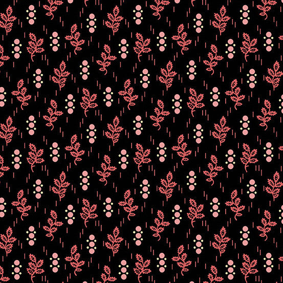 A-395-K Be Mine by Andover Fabrics Lace Leaf Black
