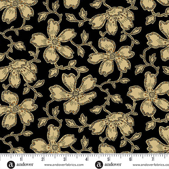 A-5311-K CAROLINA BY JO MORTON Vermicular Floral Black