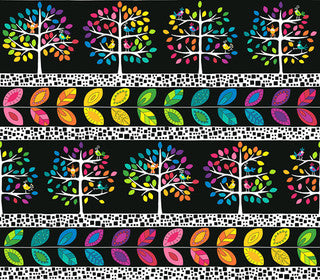 A-8350-K || Sweet Tweets || Rainbow Tree Stripe Black