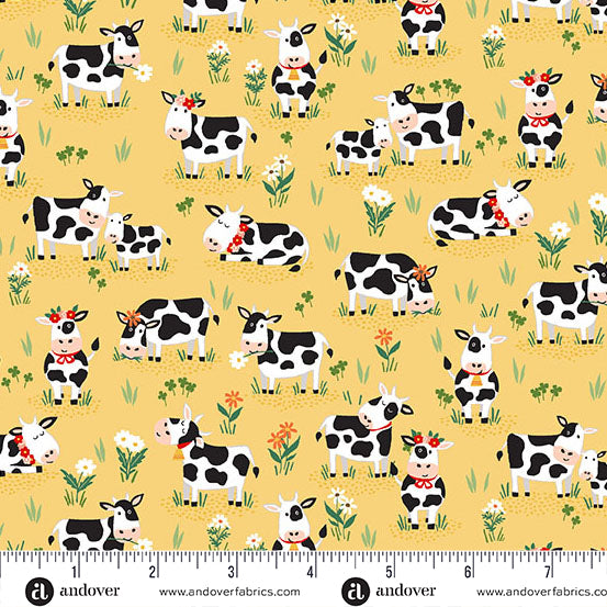 Fun on the Farm MU-065-Y Makower Fabrics