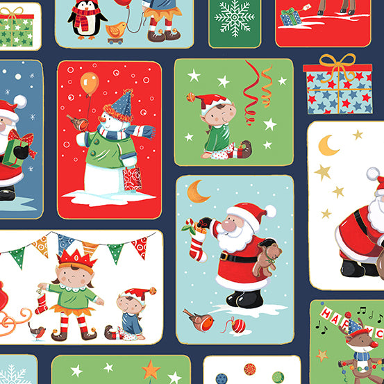 TP-2583-1 Santas Christmas by Makower UK Santa Blocks Multi