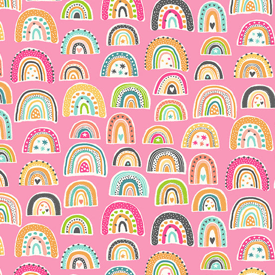 TP-2605-P In The Jungle by Makower UK Rainbows Pink