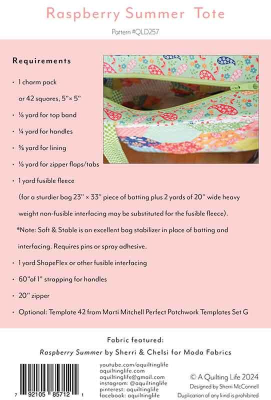 QLD 257 Raspberry Summer Tote