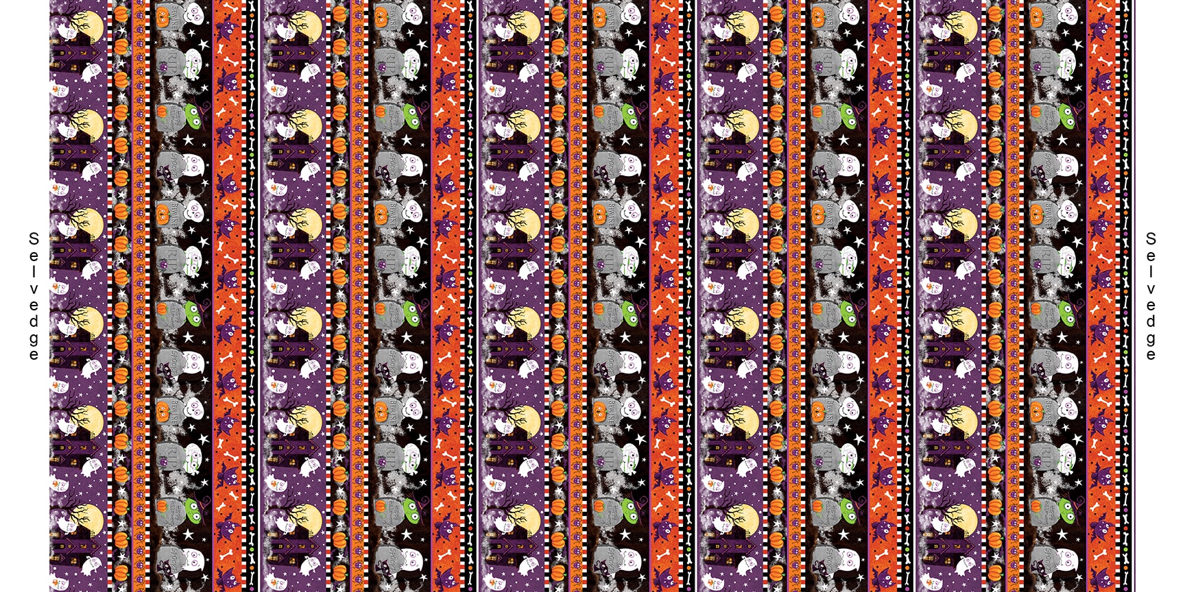 7792G-59 Multi - Border Stripe || Graveyard Ghouls-Glow