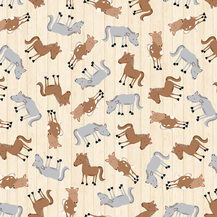 7981-44 Tan - Tossed Horses || Farm-tastic Friends