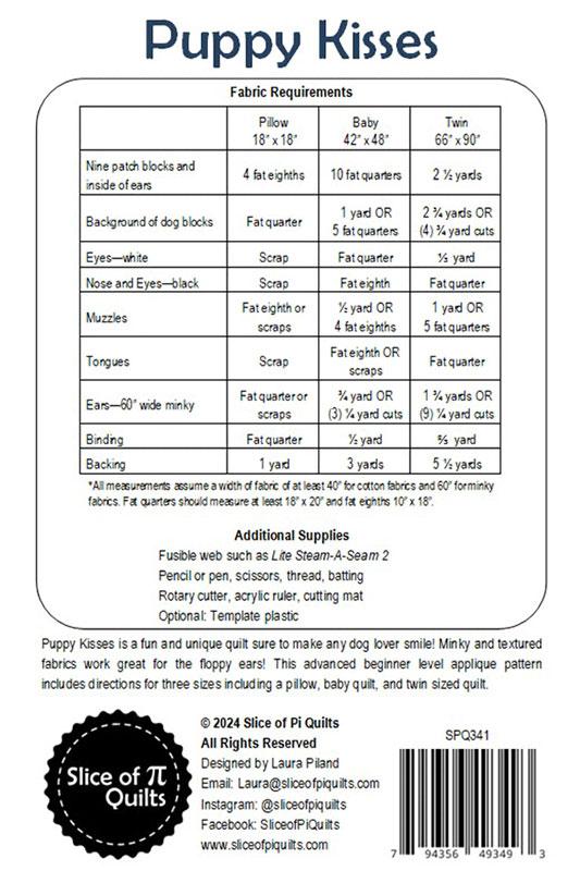 Puppy Kisses SPQ 341 Slice Of Pi Quilts