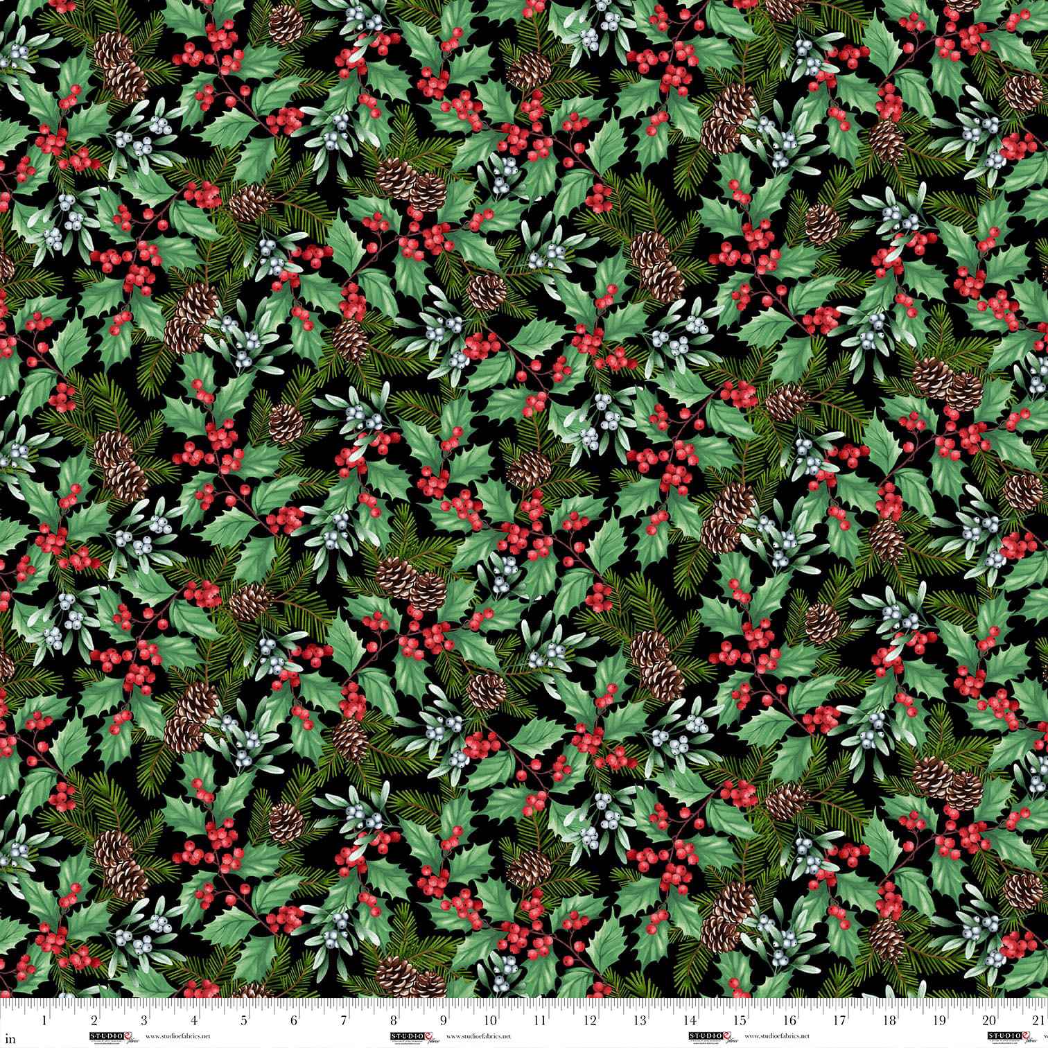 8383-99 Black Multi || Blooms of the Holiday