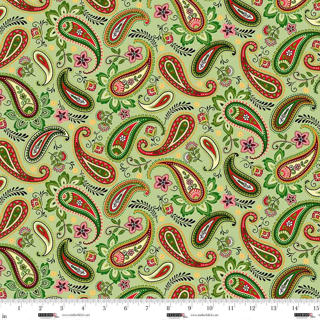 8384-66 Green Multi || Blooms of the Holiday