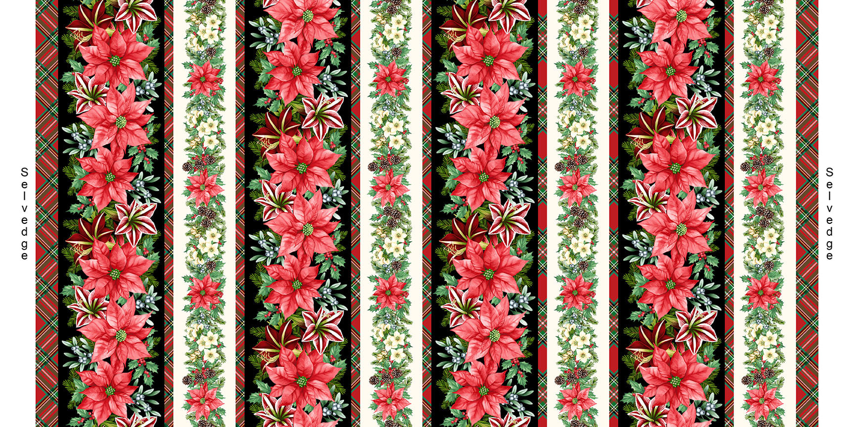 8389-99 Black Multi || Blooms of the Holiday