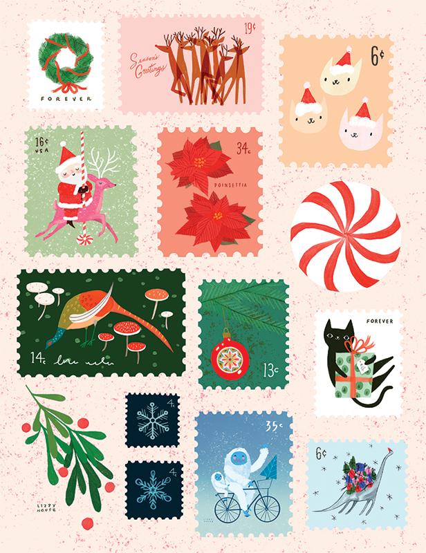 Lizzy House Holiday Card - LHHOLASST Stamps