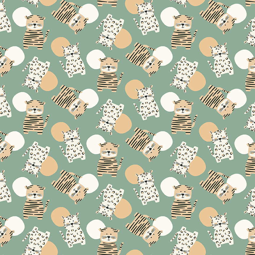 892-64 Green - Tossed Tigers & Leopards || Into the Jungle