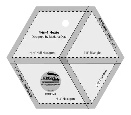 Creative Grids Quilt Ruler 4-in-1 Hexie # CGRSM1