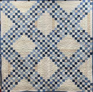 Chains Quilt Kit with Blues/Neutrals Fat Stacks - 74 x 74