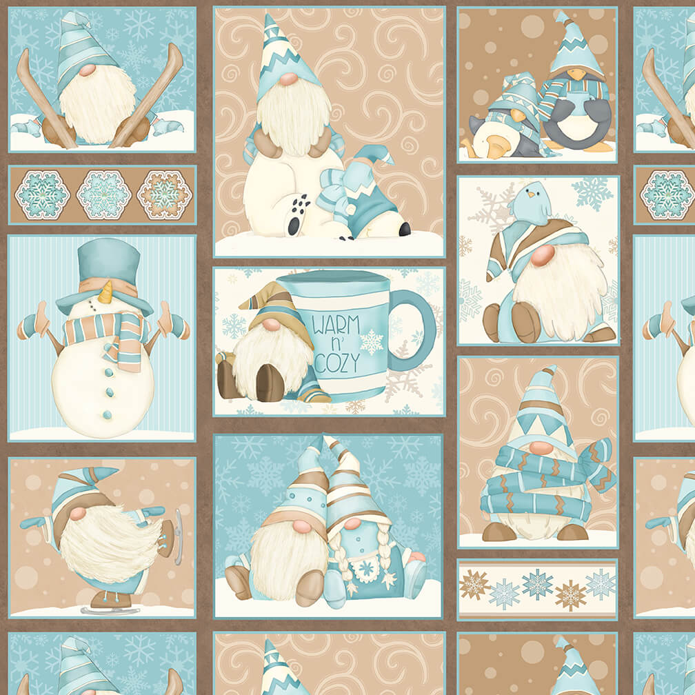 F9635-13 Aqua/Beige || I Love Sn'Gnomies Flannel