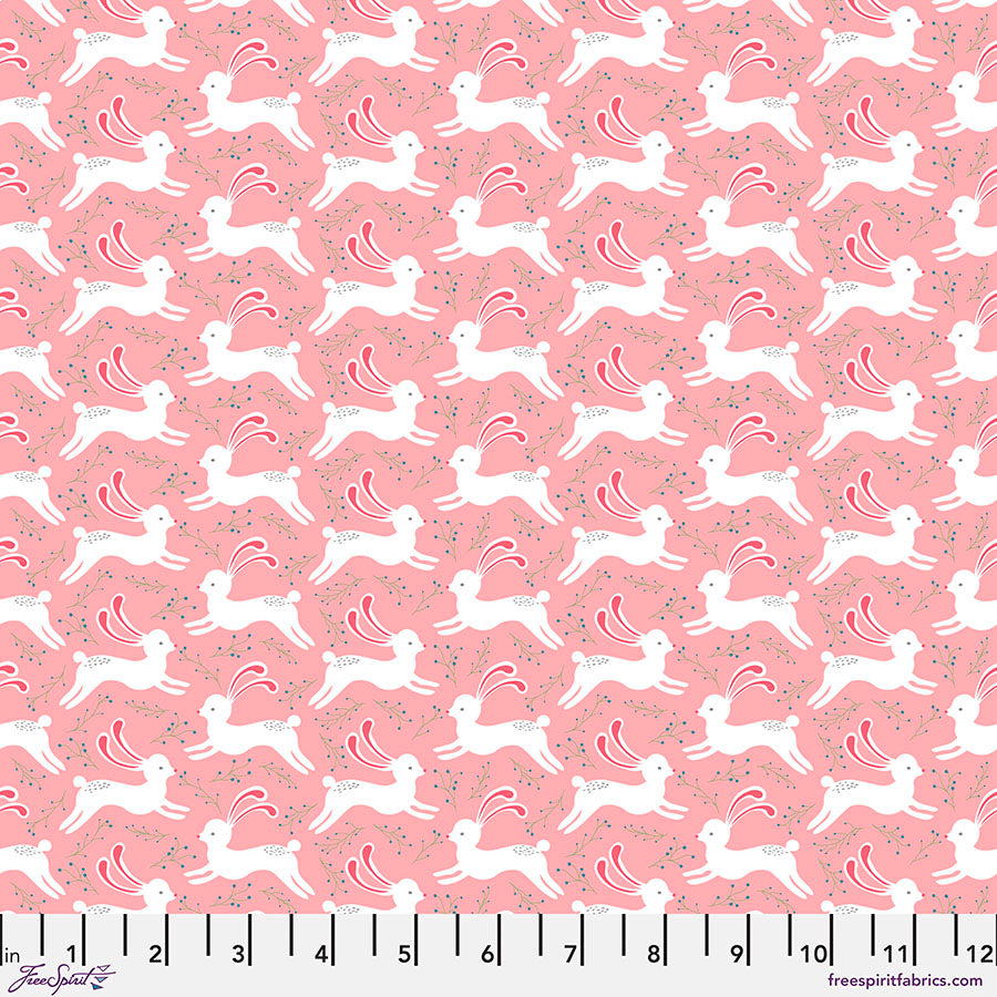 FNSP011.PINK Bunnies - Pink || Snowy Weather || Flannel
