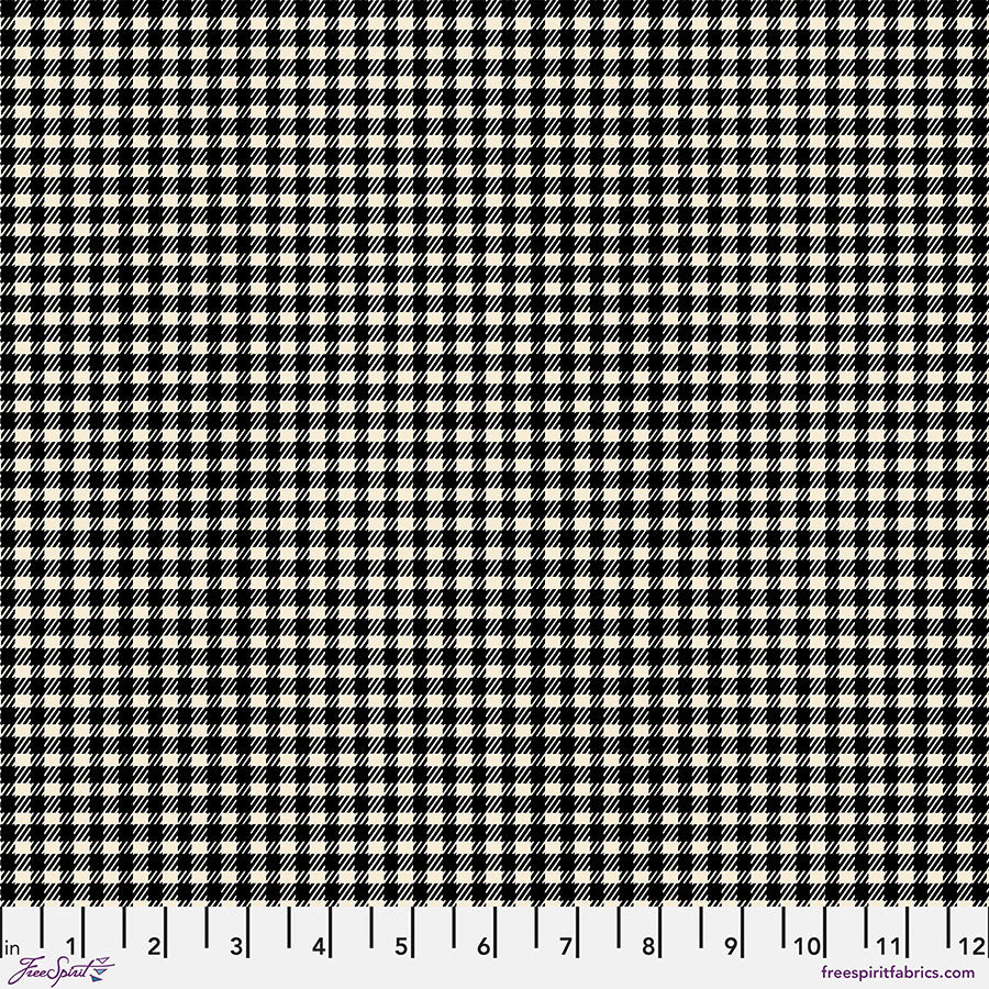 FNTH012.BLACK Gingham Flannel - Black