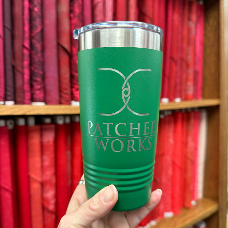 Patched Works 20 oz Green Tumbler with Slider