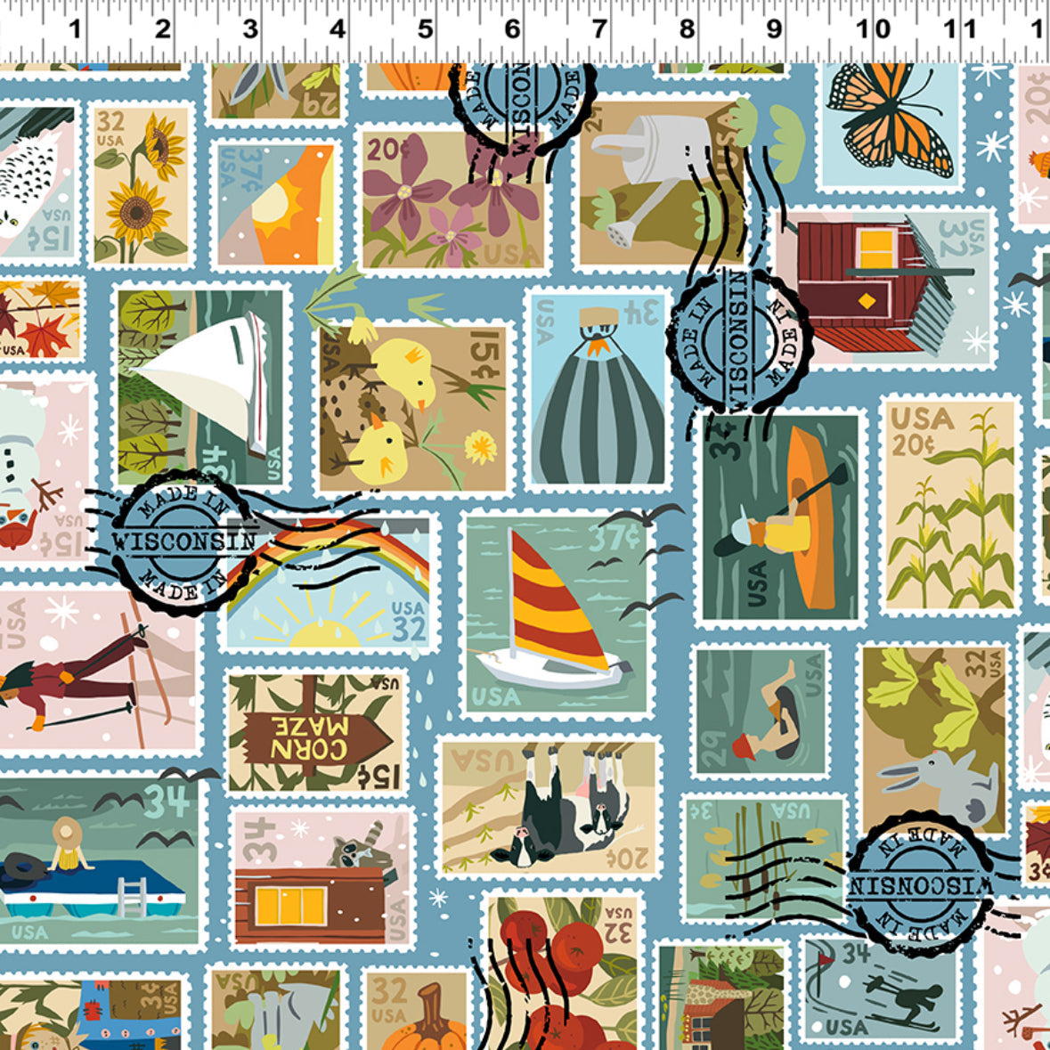 Love From Wisconsin - Y4447-55 Multi Color - Postage Stamps