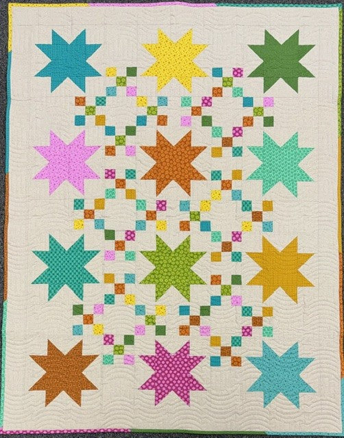 Nine Patch Stars Quilt Kit Featuring Scenery