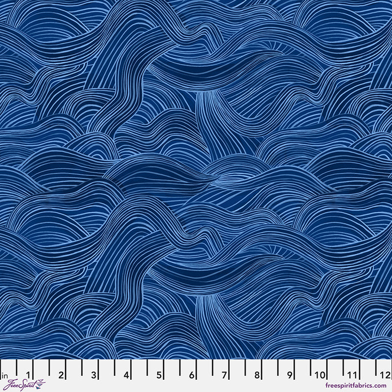 PWKT033.XDKBLUE Watercolor Waves - Dark Blue