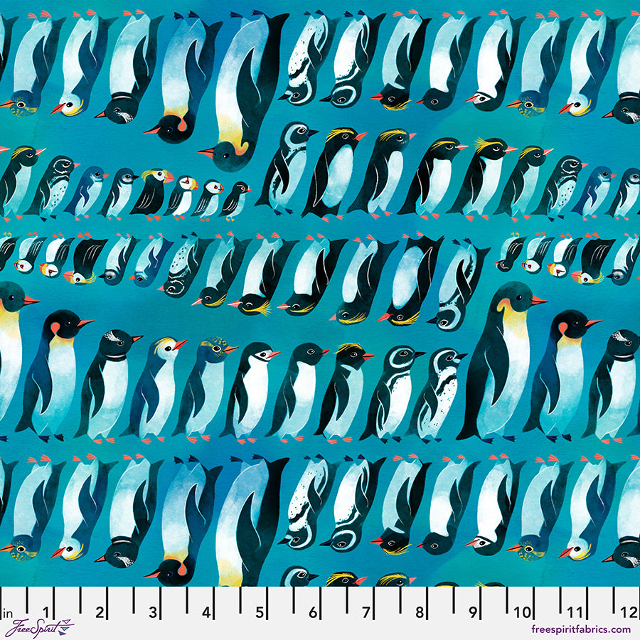 PWKT034.XAQUA Penguins and Puffins - Aqua