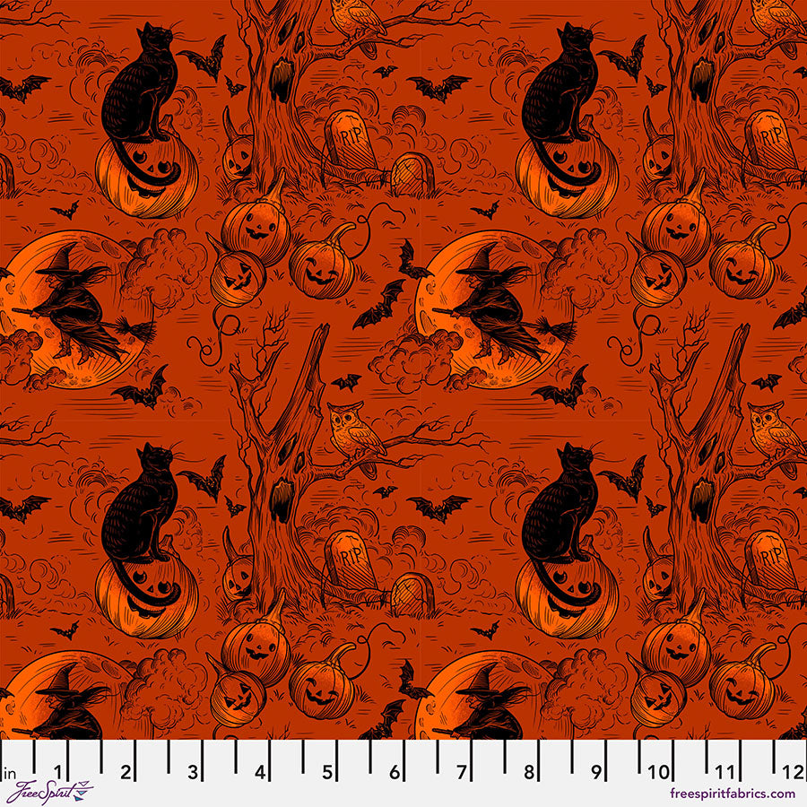 PWRH125.ORANGE Haunted Toile - Orange|| Costumes & Cobwebs