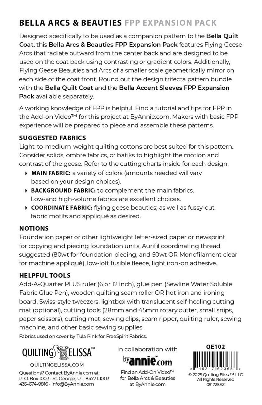 Bella Arcs and Beauties - FPP Expansion Pack (for Bella Quilted Coat) # QE102