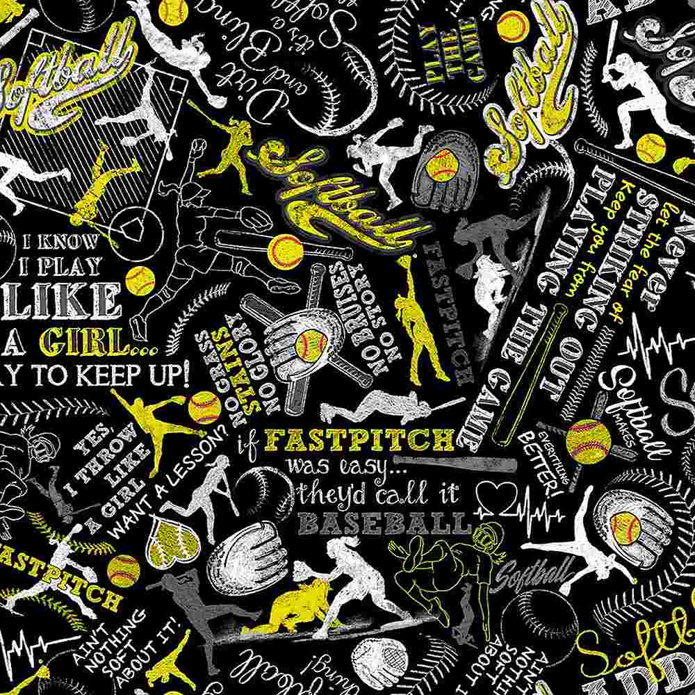 GIRL'S SOFTBALL TEXT SPORT-CD1694-BLACK