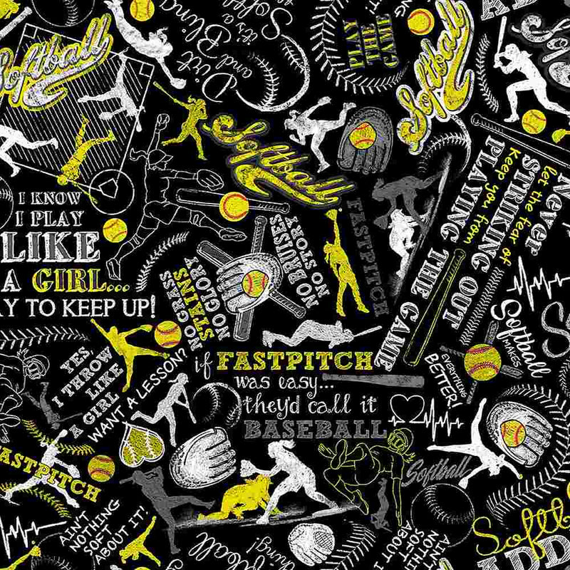GIRL'S SOFTBALL TEXT SPORT-CD1694-BLACK