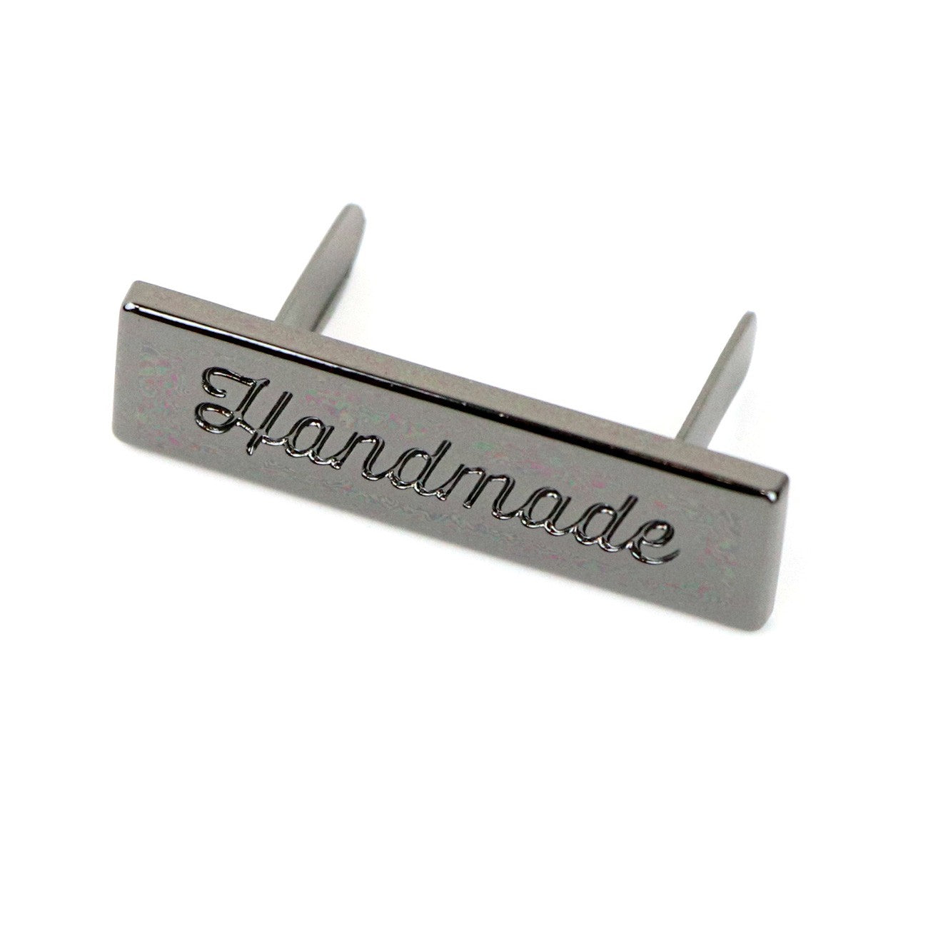 Script Handmade Labels Gunmetal