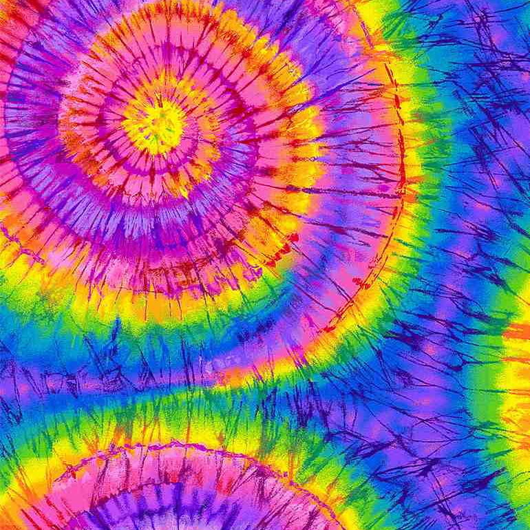 Multicolored tie-dye pattern with concentric circles