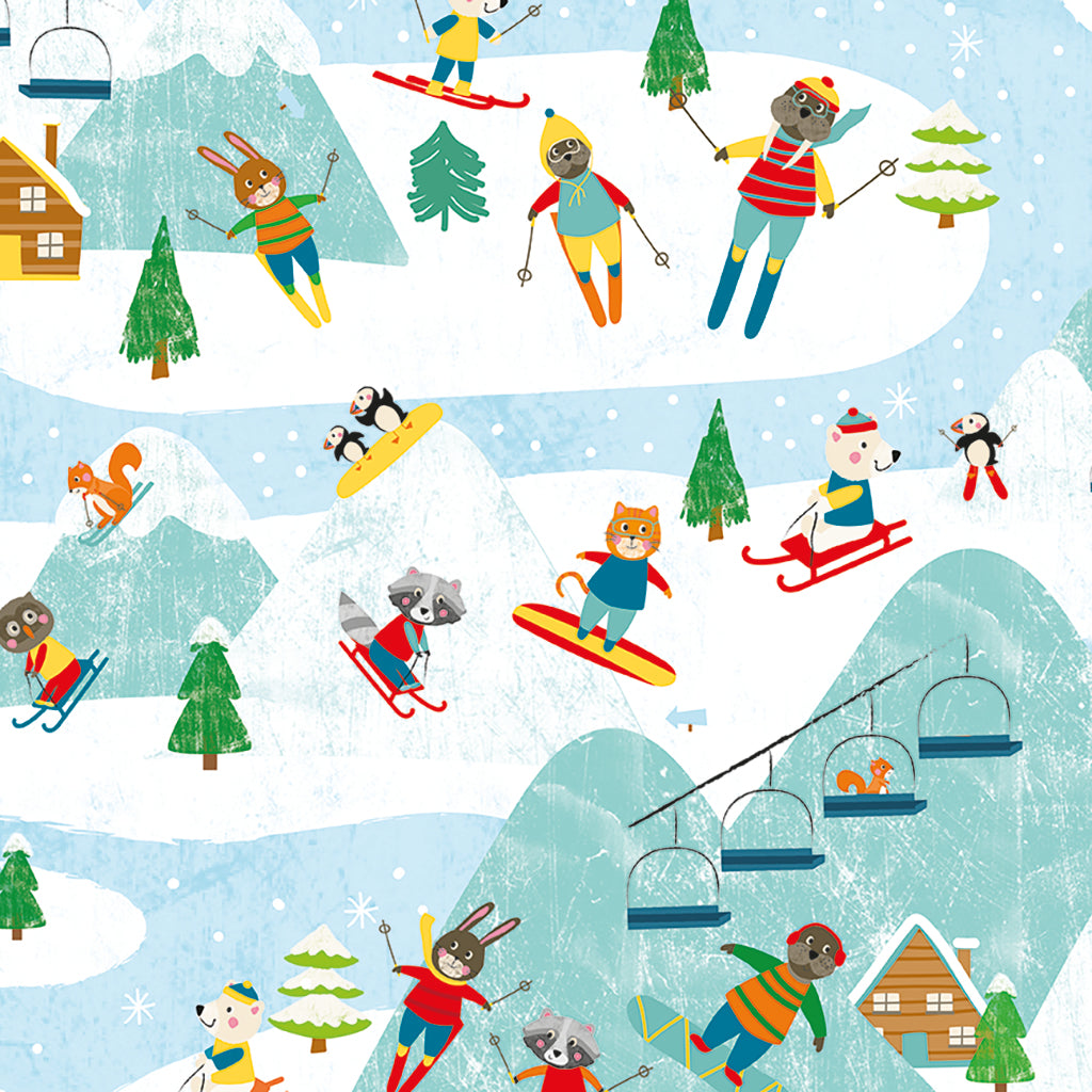 Snow Fun - Y3592-101 Turquoise - Ski Mountains