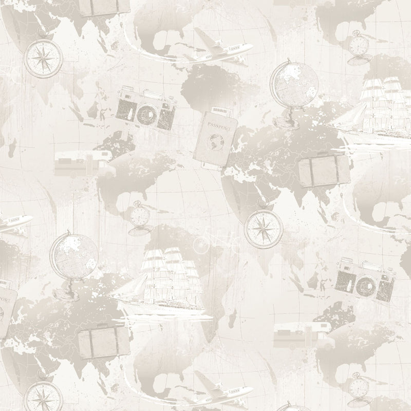 Explore - Y4297-61 Light Taupe - Digital World Map