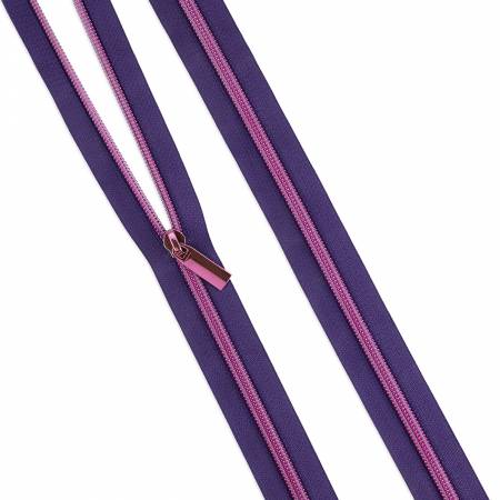 ZBY5C127 Moonflower #5 Nylon Tula Pink Coil Zippers: 3 Yards with 9 Pulls