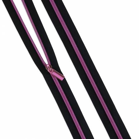 ZBY5C130 Black #5 Nylon Tula Pink Coil Zippers: 3 Yards with 9 Pulls