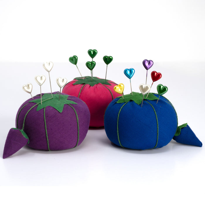 737 - Tomato Pin Cushion with Strawberry Emery, Assorted Colors