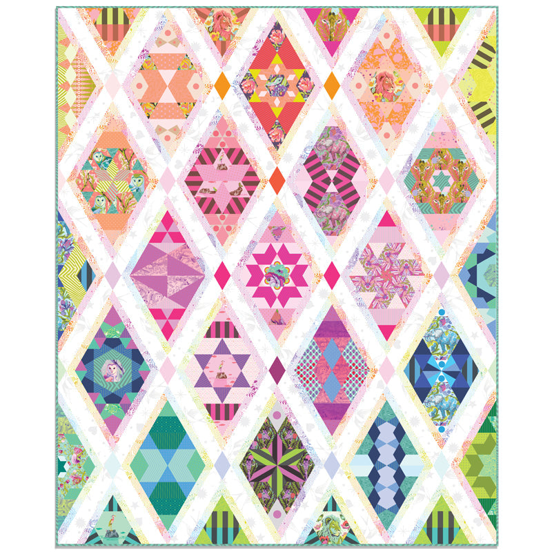 Queen of Diamonds Quilt Kit designed by Pink Door Fabrics.