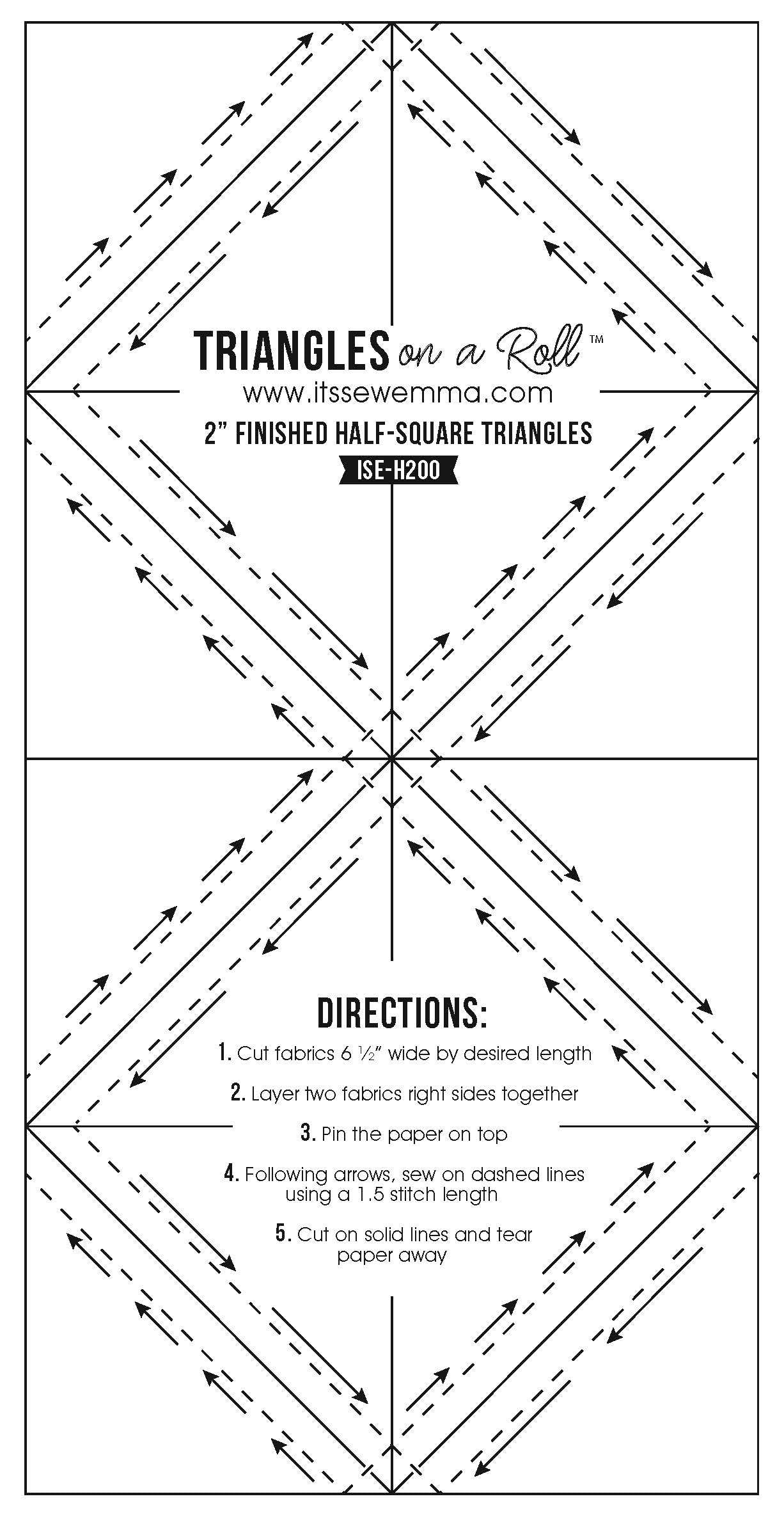 2" Half Square Triangle Paper Triangles on a Roll #H200