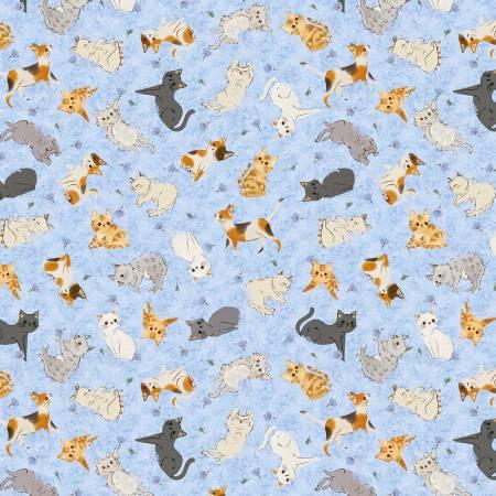 53853-7 Cats Periwinkle Flowerbed Purrs