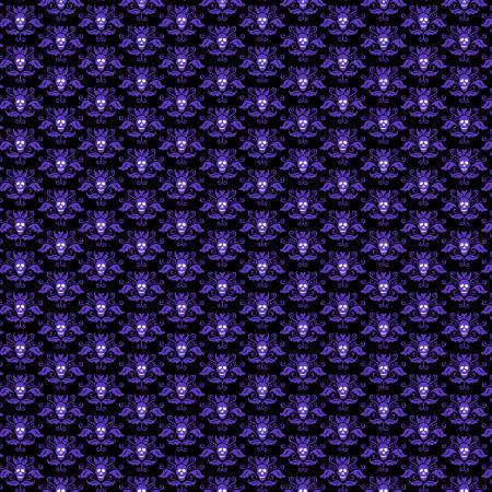 756G-59 Witch's Night Out Purple Skull Wallpaper Glows in the Dark