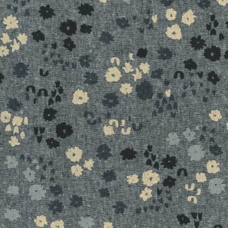 AFH-21884-2 Flowers Black Cotton Linen