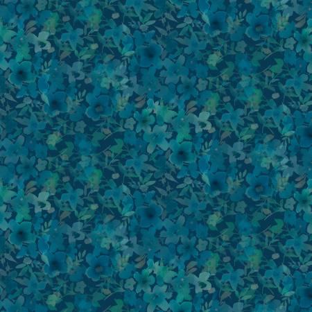 Blue Meadow - Y3931-105 - Dark Teal Digital Flower Fancy