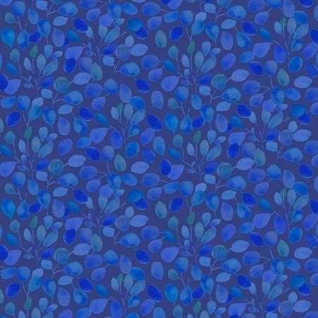 Blue Meadow - Y3935-92 - Dark Royal Blue Digital Leaves