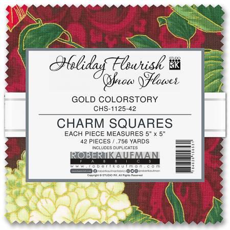 CHS-1125-42 5in Squares Holiday Flourish Snow Flower 42pcs/bundle